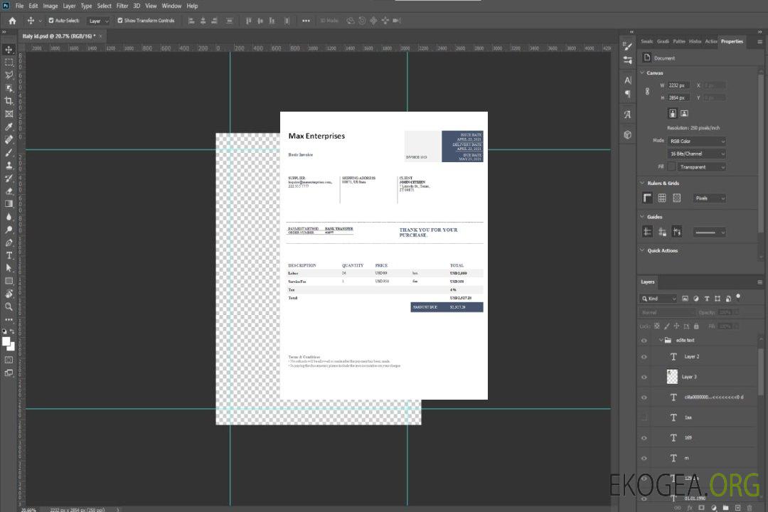 Facture USA Max Enterprises template